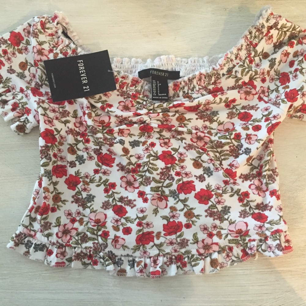 women’s floral off the shoulder crop top